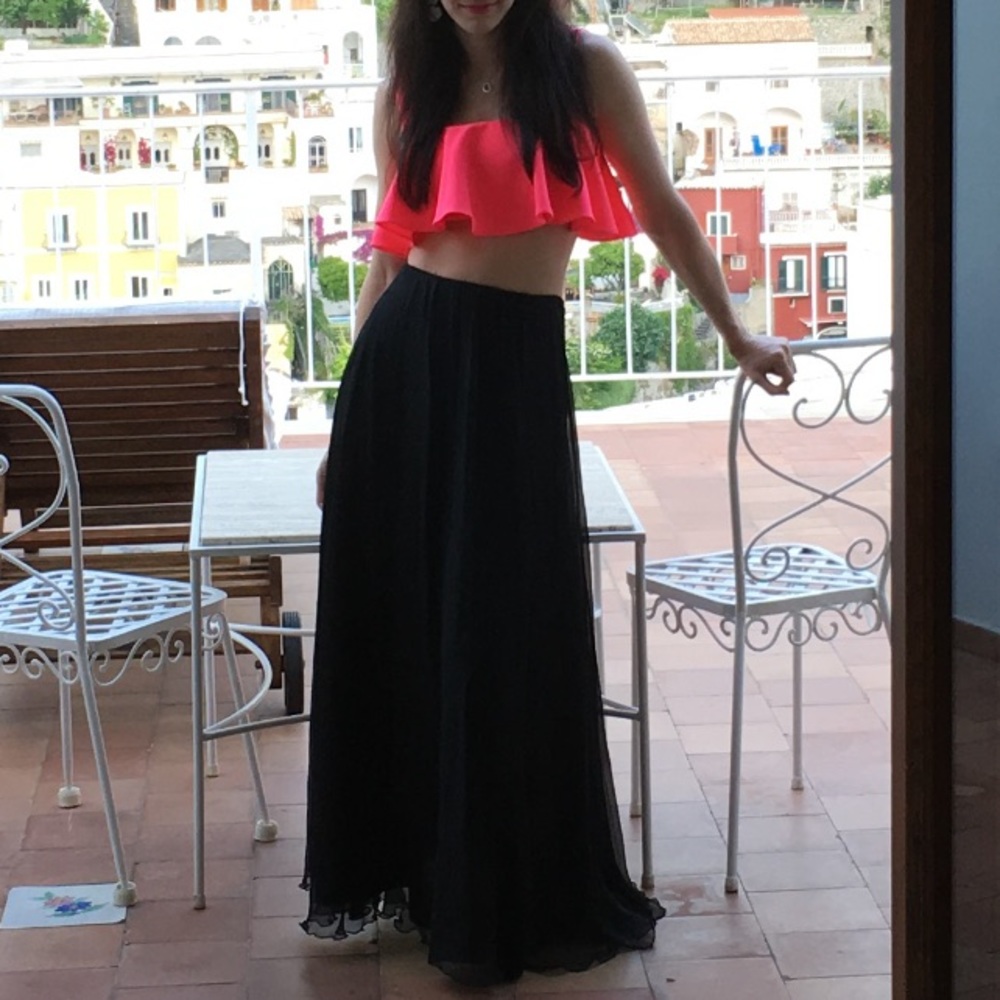 Milly Ruffle Crop Top Hot Pink 0